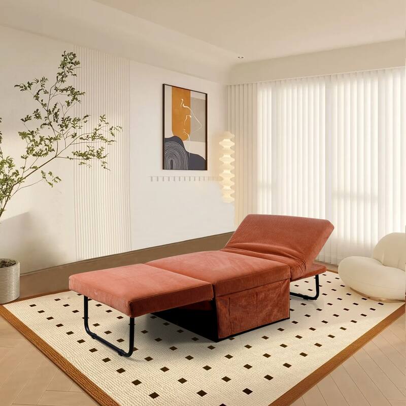 Versatile 4-in-1 Corduroy Couch Chair, Converts to Sleeper Sofa, Chaise & Ottoman