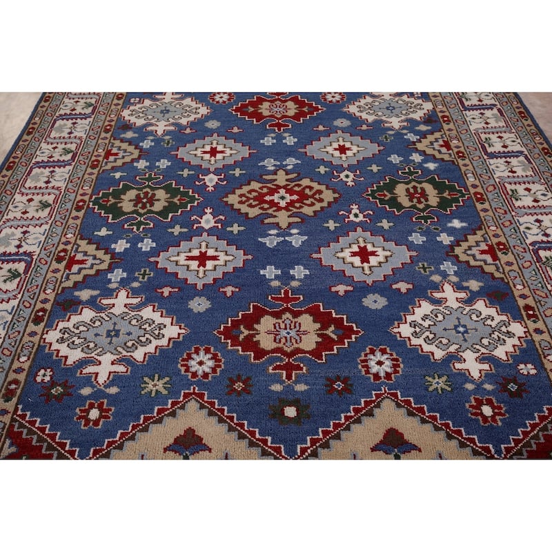 Blue Kazak Area Rug Hand-Knotted Wool Carpet - 8'1" x 9'11"