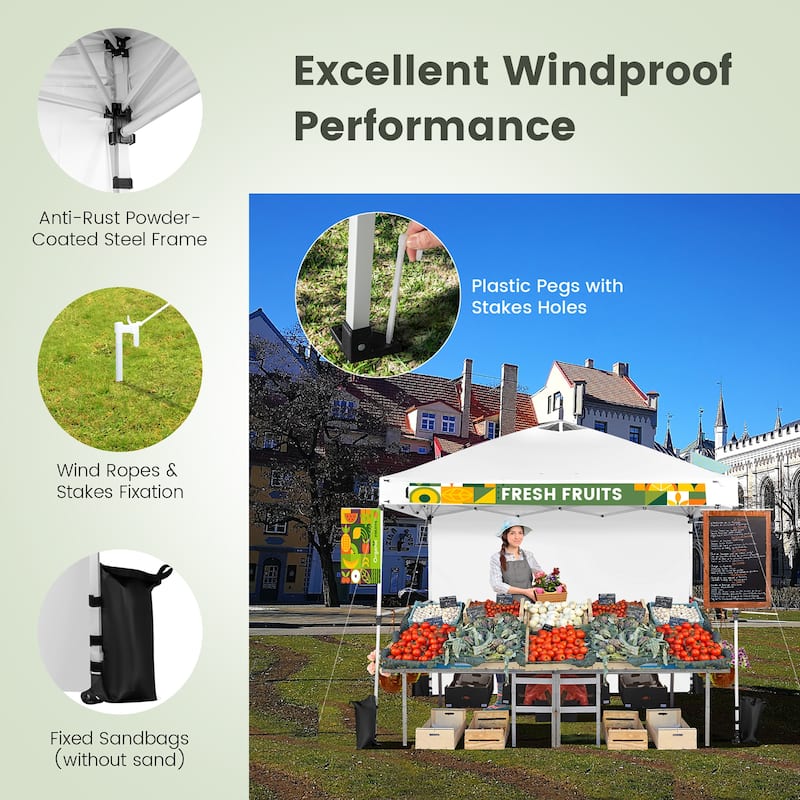 Costway 10'x10'Commercial Pop-up Canopy Tent Sidewall Folding Market