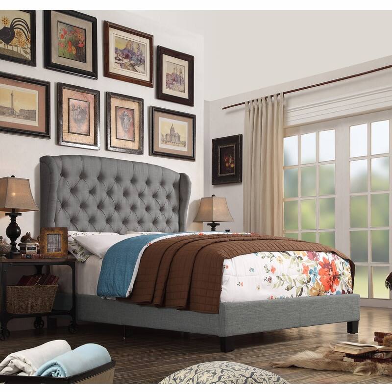 Moser Bay Feliciti Grey Tufted with Wings Queen Upholstery Platform Bed - Grey - Queen