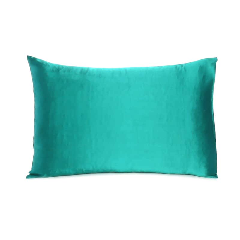 HomeRoots Teal Dreamy Set Of 2 Silky Satin King Pillowcases