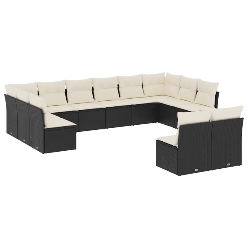 vidaXL Garden Sofa Set Black - 24.4 x 24.4 x 27.2
