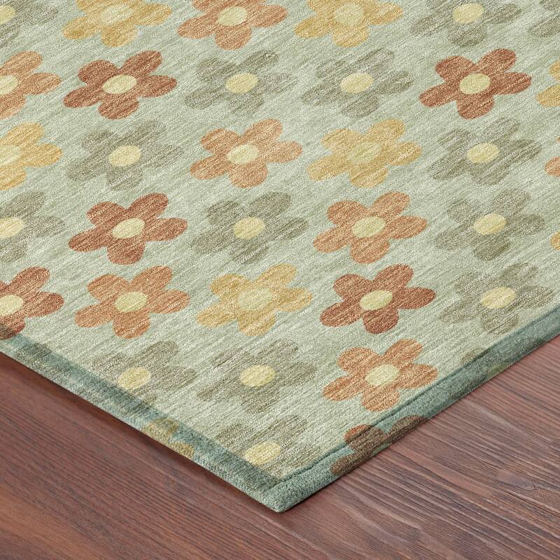 Machine Washable Indoor/ Outdoor Floral Kechi Chantille Rug