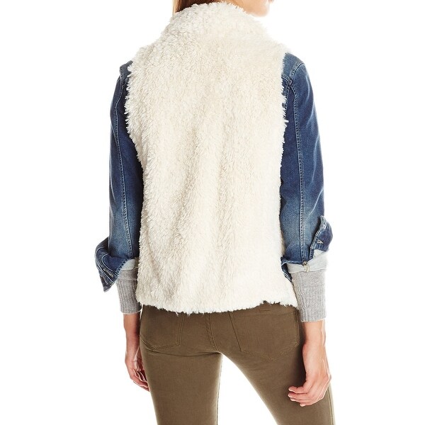 calvin klein white faux fur jacket