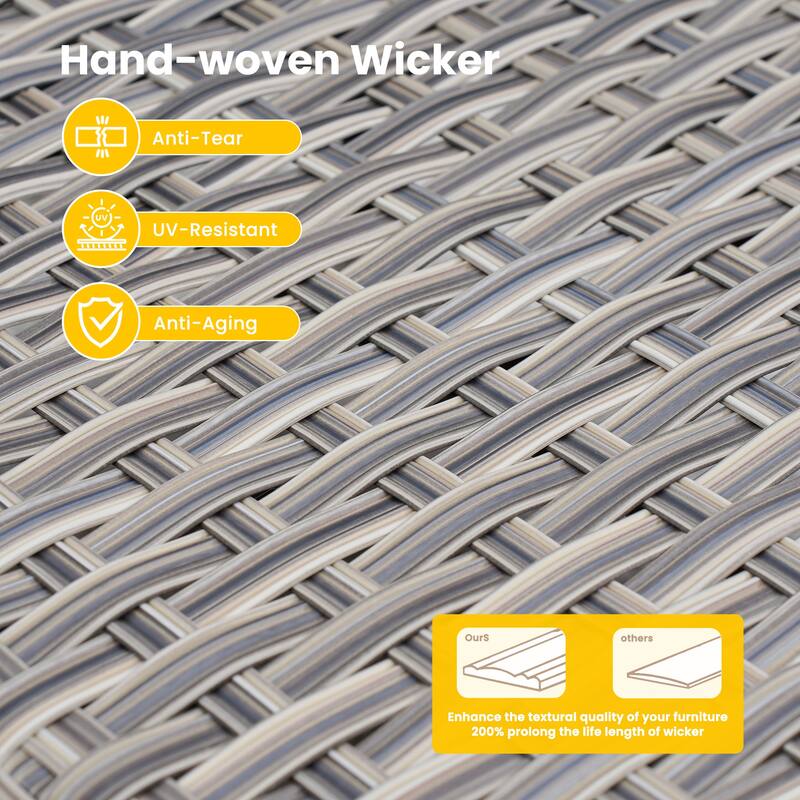 HOOOWOOO 11-piece Outdoor Patio Sofa Wicker Furniture Swivel Chair Set with 54" Fire Pit Table