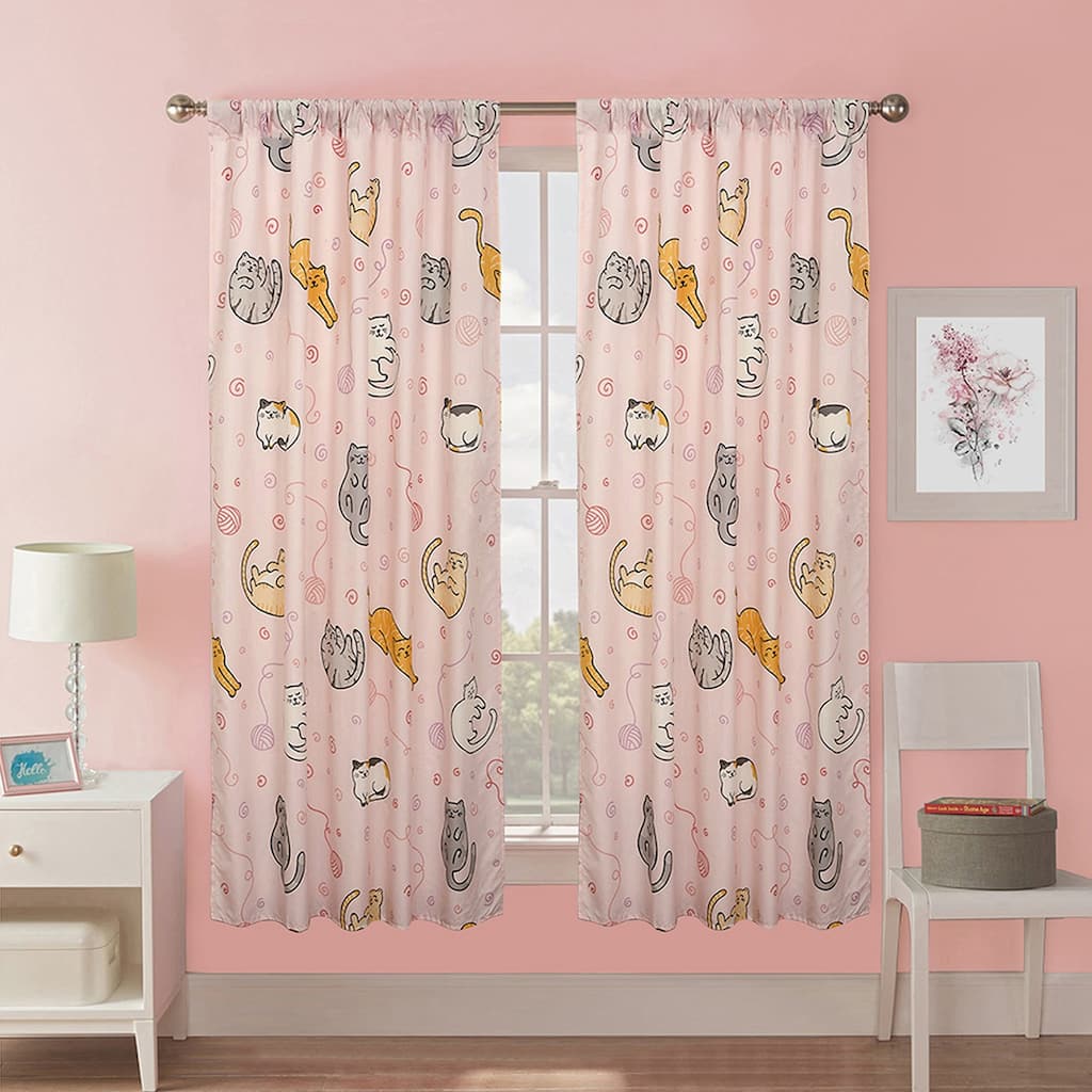 Kidz Mix Sleepy Cats Window Panel Pair