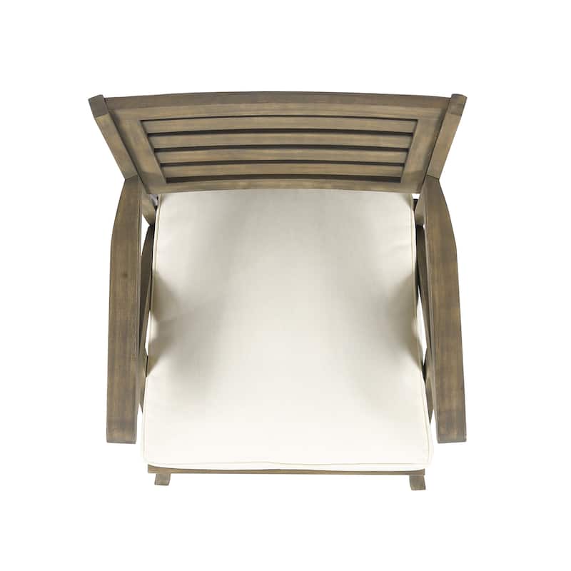Outdoor Acacia Wood Dining Chair, Acacia Wood Arm Chairs with Water-Resistant Cushions for Patio, Garden, Backyard