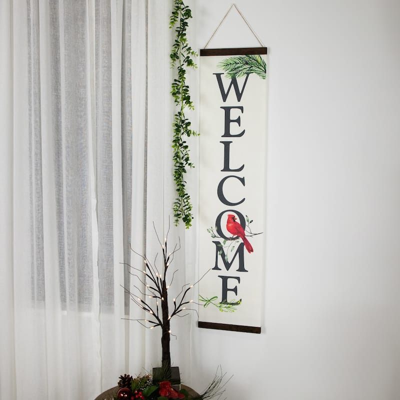 43" Cardinal Welcome Christmas Wall Sign