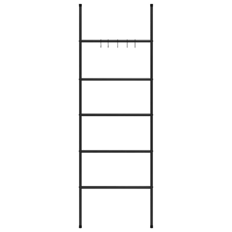 vidaXL Towel Rack Black Iron Hooks Towel Rack Rectangular Modern - 22.8 x 68.9