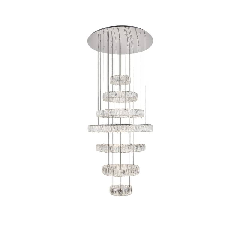 Madelyn 7-Light LED Chandelier Clear Royal Cut Crystal - 34"W X 38.3"H