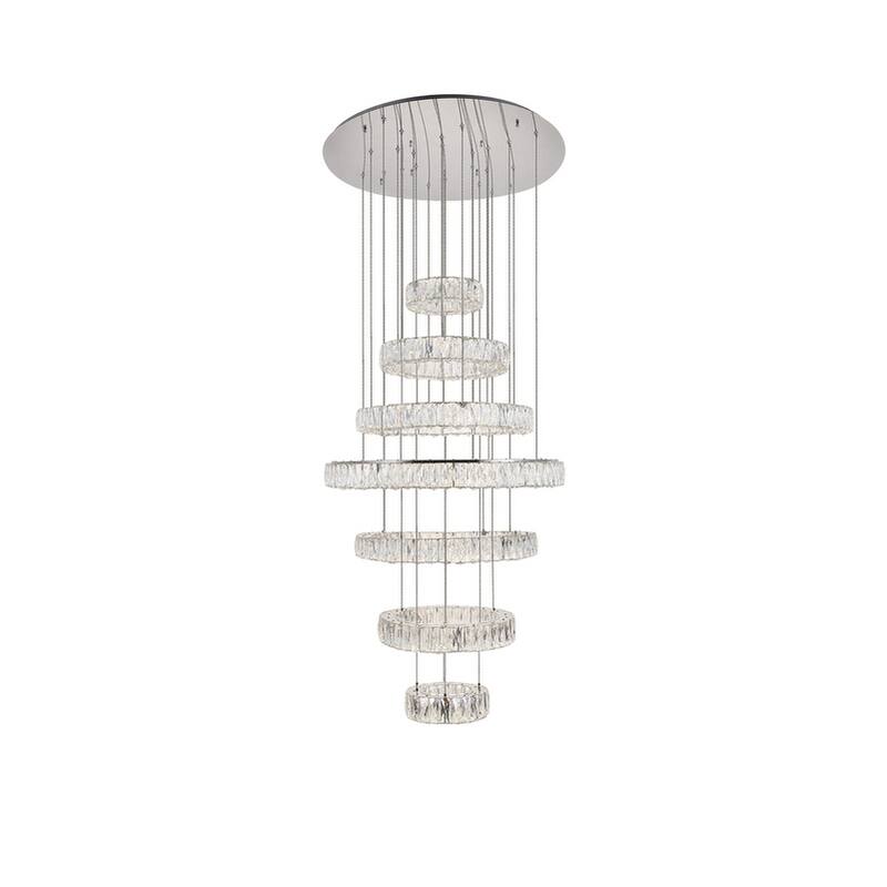 Madelyn 7-Light LED Chandelier Clear Royal Cut Crystal - 34"W X 38.3"H - Chrome