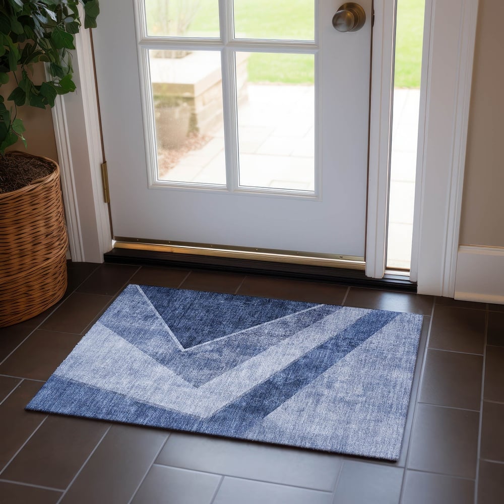Machine Washable Indoor/ Outdoor Chantille Modern Geometric Rug