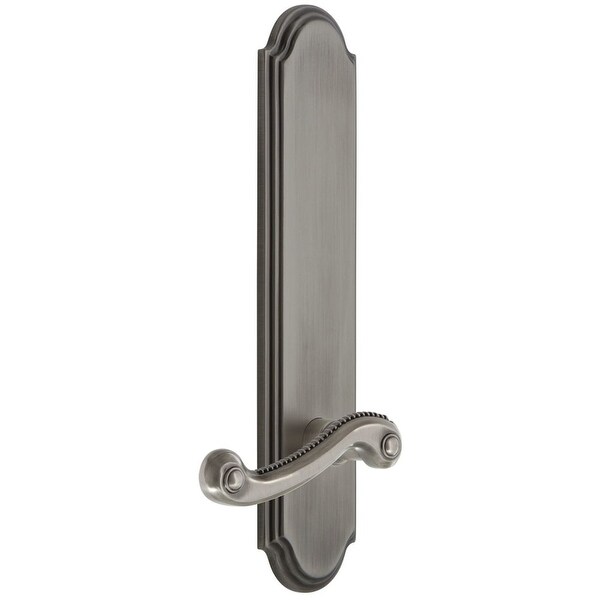 Grandeur ARCNEW_TP_SD_NA_RH Arc Solid Brass Tall Plate Rose Right Handed Single Dummy Door Lever with Newport Lever