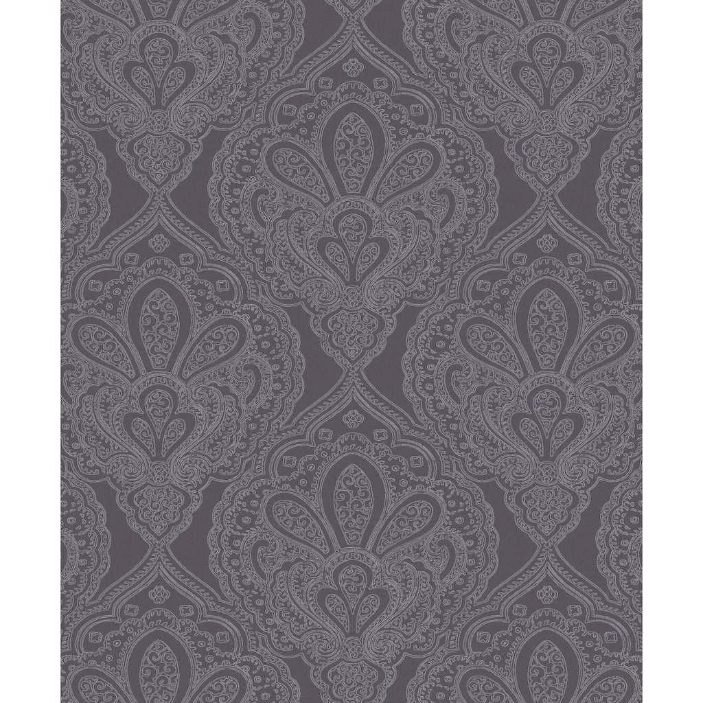 Galerie Wallcoverings Emporium 3D Embossed Mehndi Damask Non-woven Metallic Wallpaper Roll