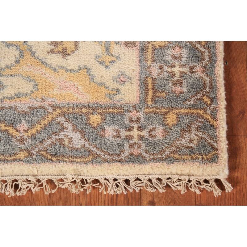 Earth Tone Oushak Oriental Runner Rug Handmade Beige Wool Carpet - 2'7" x 8'1"