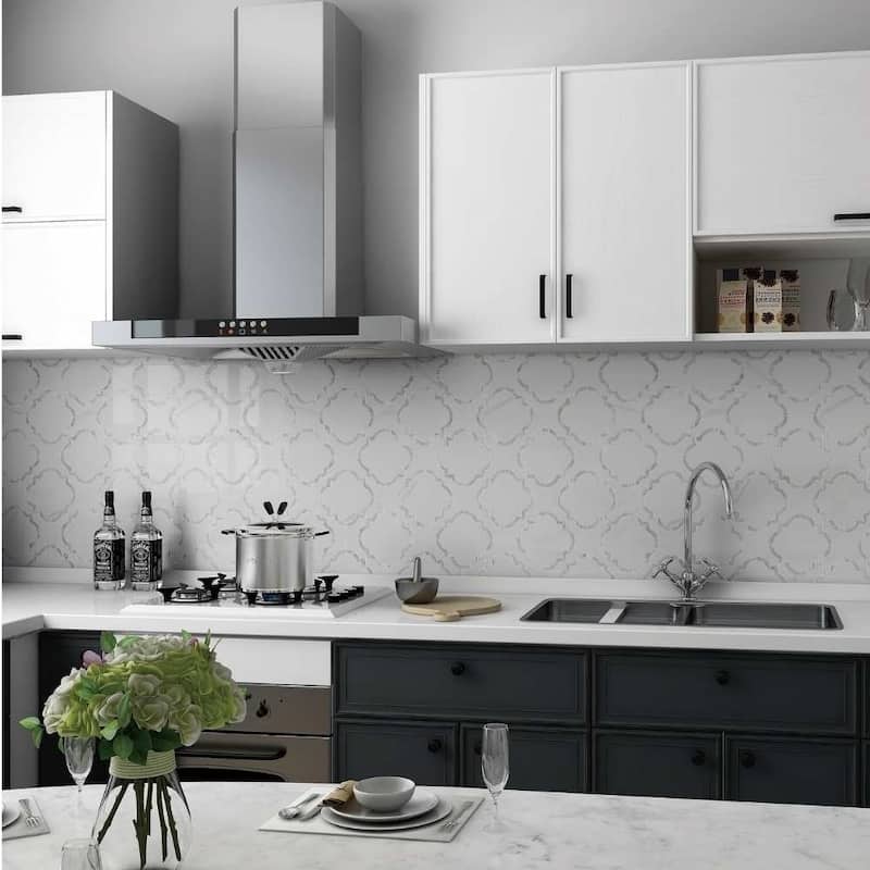 Delphi Pearl 12x12 Glass Arabesque Mosaic Tile - Wall, Backsplash