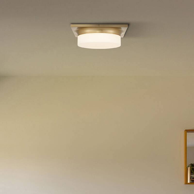 Aura 13" Antique Brass LED Flush Mount Ceiling Light