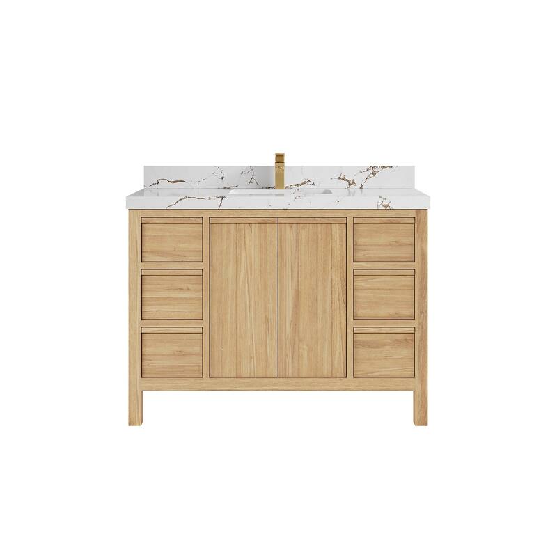 Willow Collections 48 in. W x 22 in. D Elizabeth Solid Teak Single Sink Bathroom Vanity with Countertop