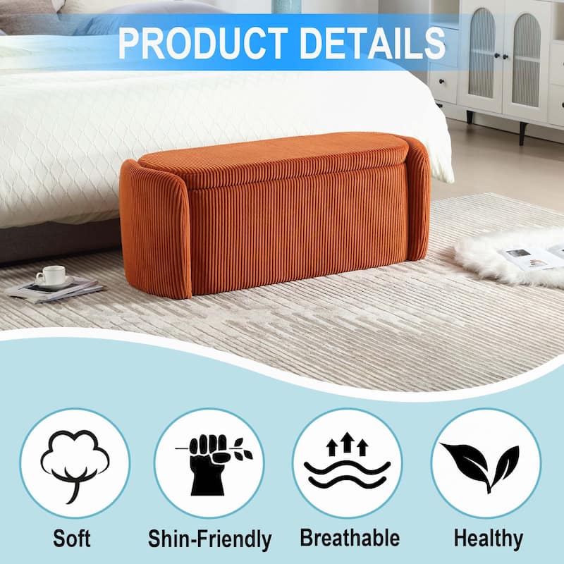 Bedroom Storage Ottoman End Bench with Safety Hinge