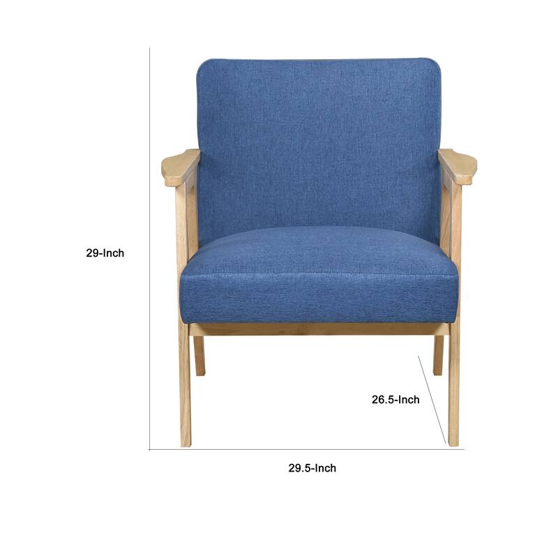Cathy Accent Club Armchair, Soft Blue, Natural Brown Wood Frame
