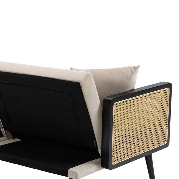 Accent Folding Sofa Bed Loveseat Metal Legs Pushback Living Room Study