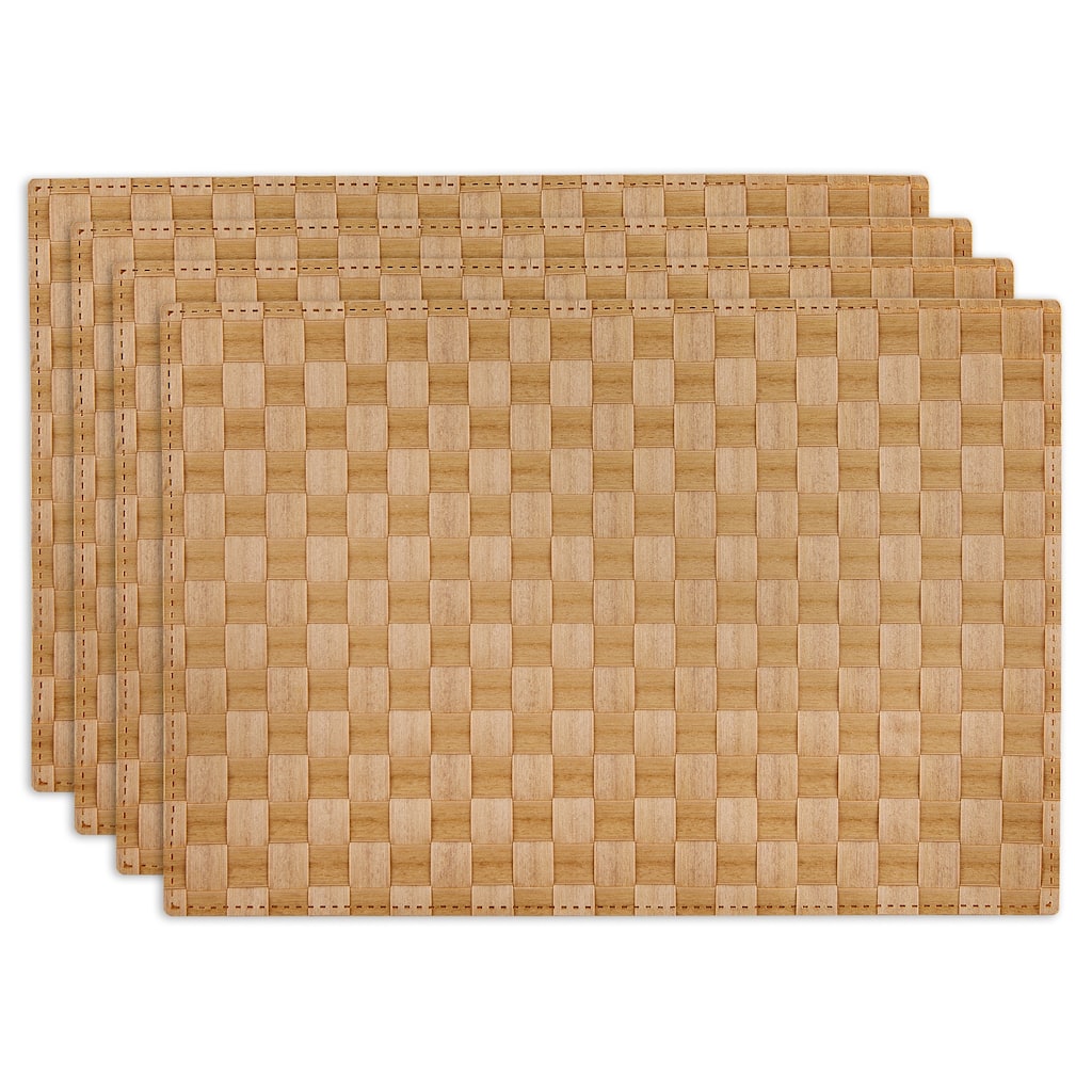 Leather Brown Basketweave Rectangle Woven Placemat (Set of 4)