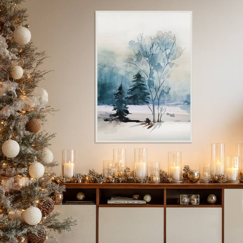 Dusty Blue II by Isabelle Z Framed Canvas Wall Art Print - Sylvie Beaded White
