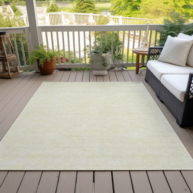 Machine Washable Indoor/ Outdoor Solid Causal Chantille Rug