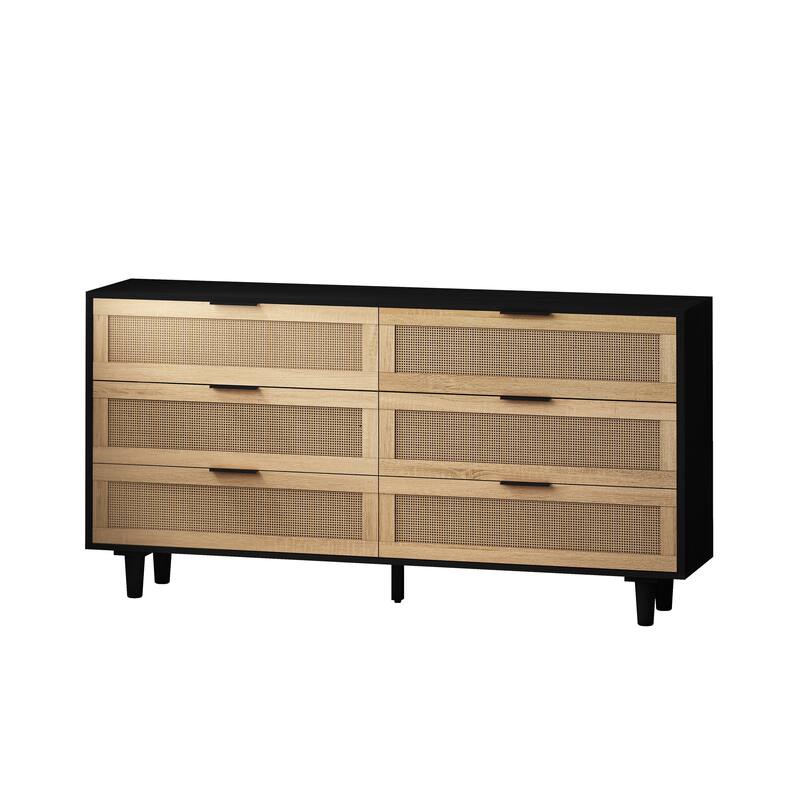 Modern 6-Drawers Rattan Storage Cabinet Rattan Drawer