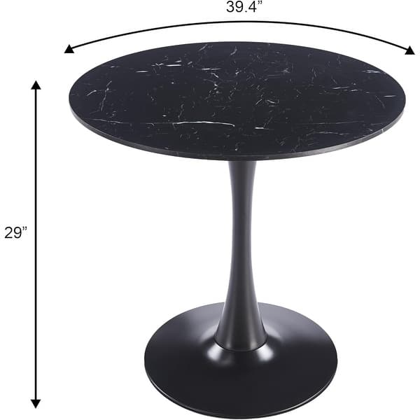 dimension image slide 2 of 6, Bristol Modern 40" Round Kitchen Table, Sintered Stone/MDF Top - Contemporary Pedestal Dining Table for Small Spaces