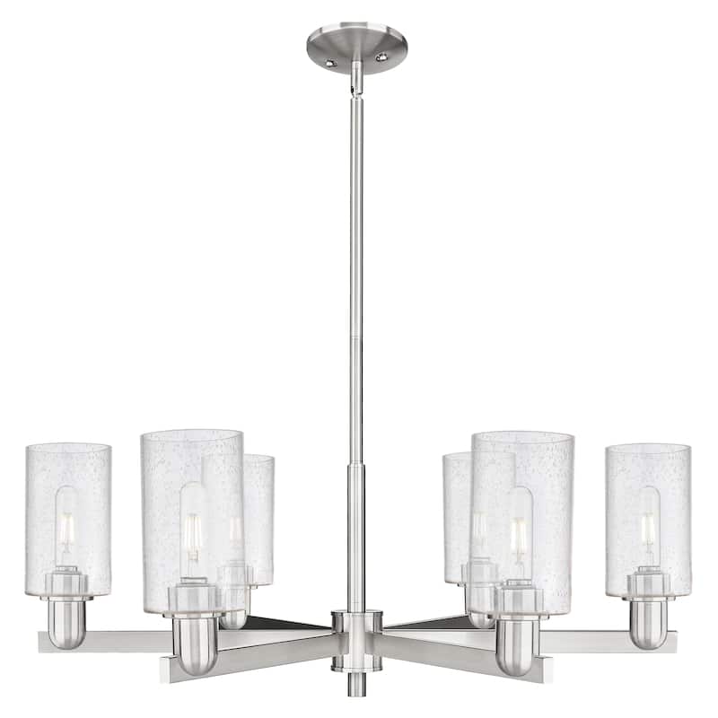 Innovations Lighting Endless Possibilities Arcadia - Clymer - 6 Light 34" Stem Hung Chandelier - Satin Nickel/Seedy