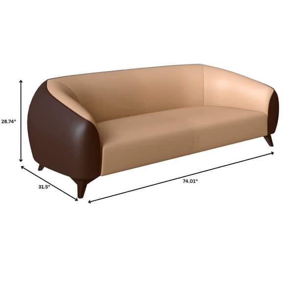 dimension image slide 0 of 3, Opula Modern 3 Seater Vegan Leather Sofa Armchair in Solid Wood Frame with High Density Foam Cushions and Metal Legs Couch