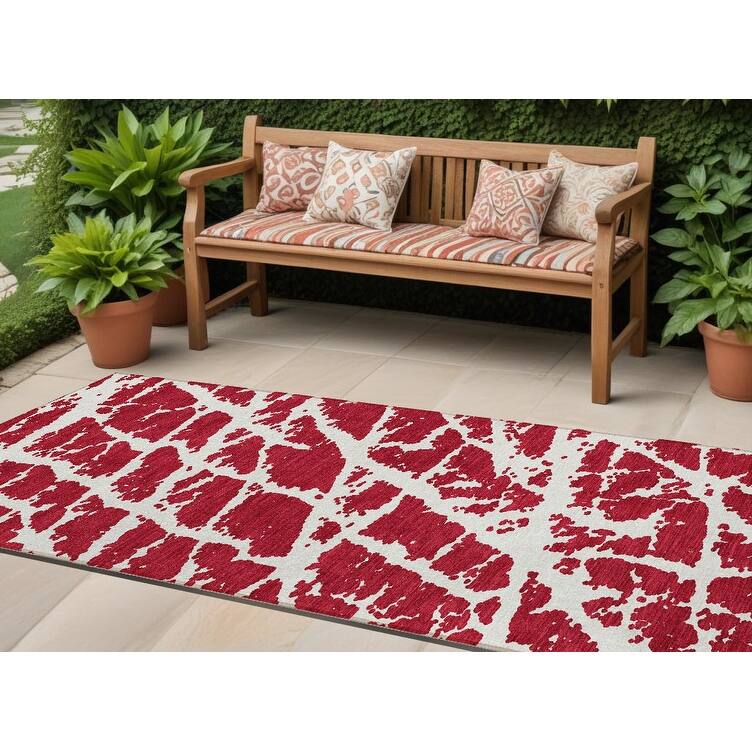 Mari Modern Art-Inspired Weather Resistant Blended Style Outdoor Rug - 8' Runner - Multi