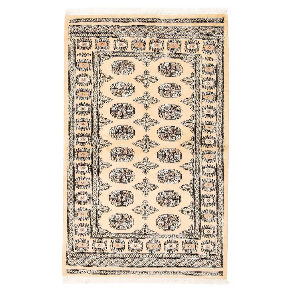 ECARPETGALLERY Hand-knotted Peshawar Bokhara Beige Wool Rug - 3'1 x 5'1