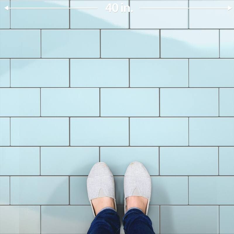 Merola Tile Piscina Brick Glossy Light Blue 4-3/4" x 9-5/8" Porcelain Floor and Wall Tile