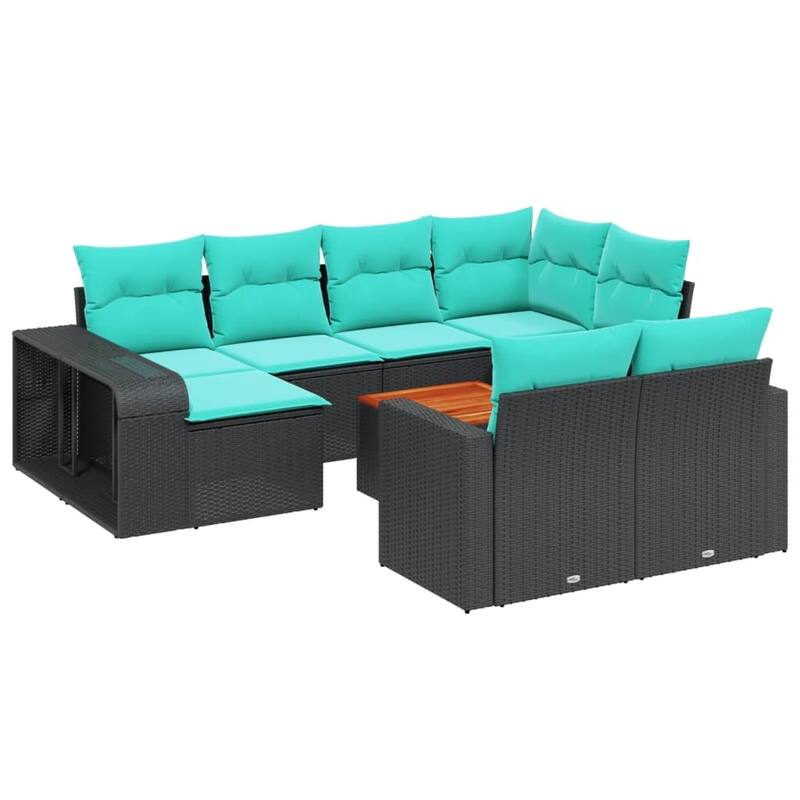 vidaXL Patio Sofa Set with Cushions Conversation Set Modular Sofa Poly Rattan - 25.8 x 24.4 x 27.2