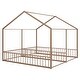 preview thumbnail 19 of 35, Metal Twin Size House Platform Bed with Two Shared Beds, Guardrails, Roof and Windows, Sturdy Frame, Black Finish