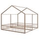 preview thumbnail 17 of 15, Metal Twin Size House Platform Kids Beds Frame, 2-in-1 Design with Guardrails, Black