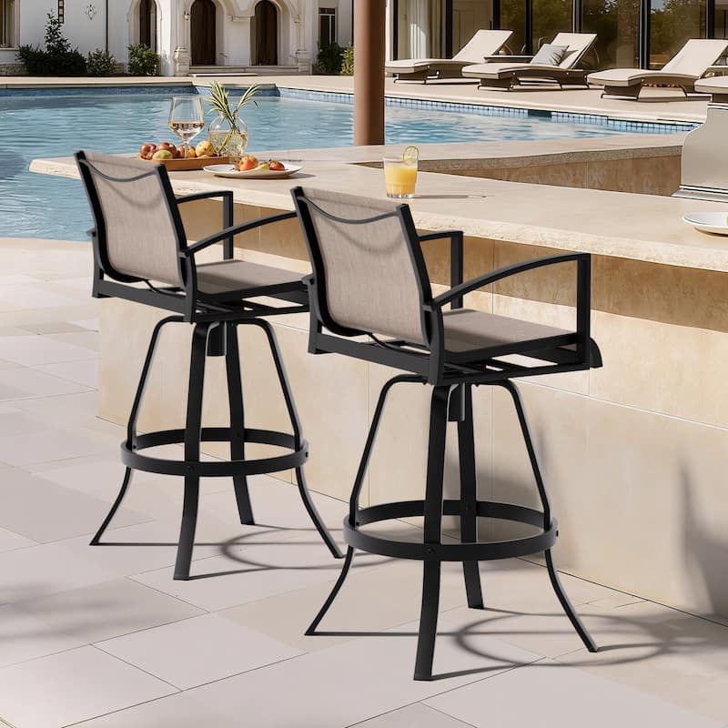 30''H Pellebant Outdoor Patio Aluminum Premium Swivel Bar Stools with Sunbrella Fabric