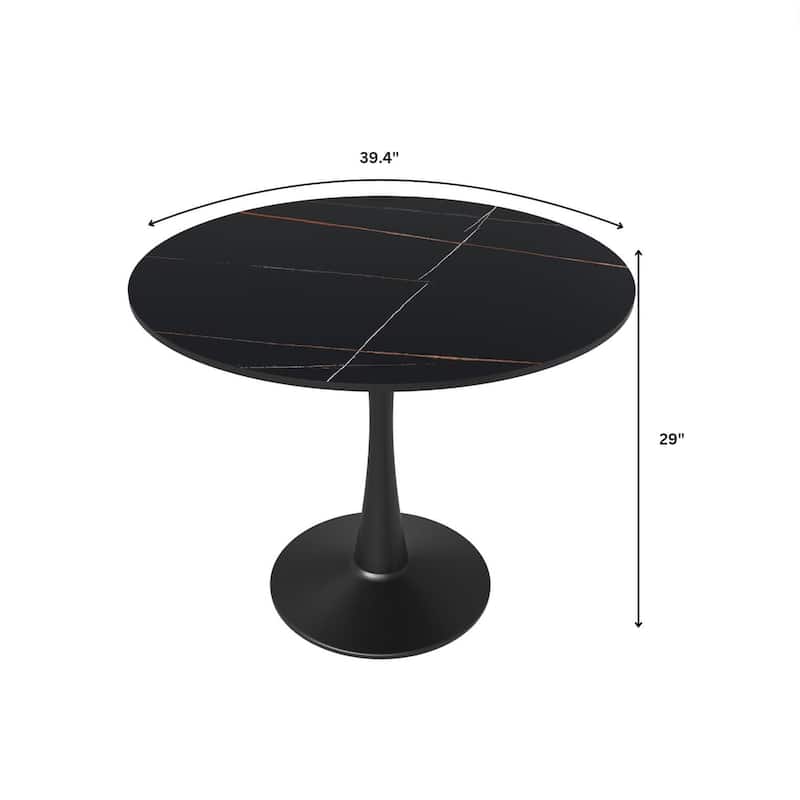 LeisureMod Round Dining Table 40" Sintered Stone Tabletop