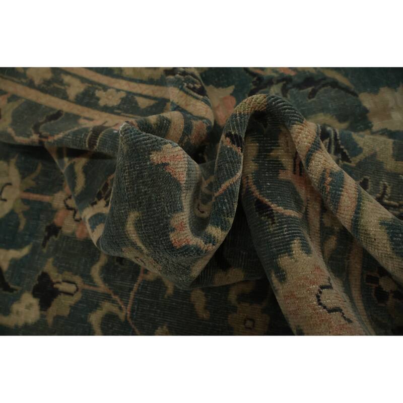 Hand Knotted Oriental 100% Wool Carpet Traditional All-Over Navy Blue & Blues Ziegler Area Rug - 12' 3'' X 10' 10''