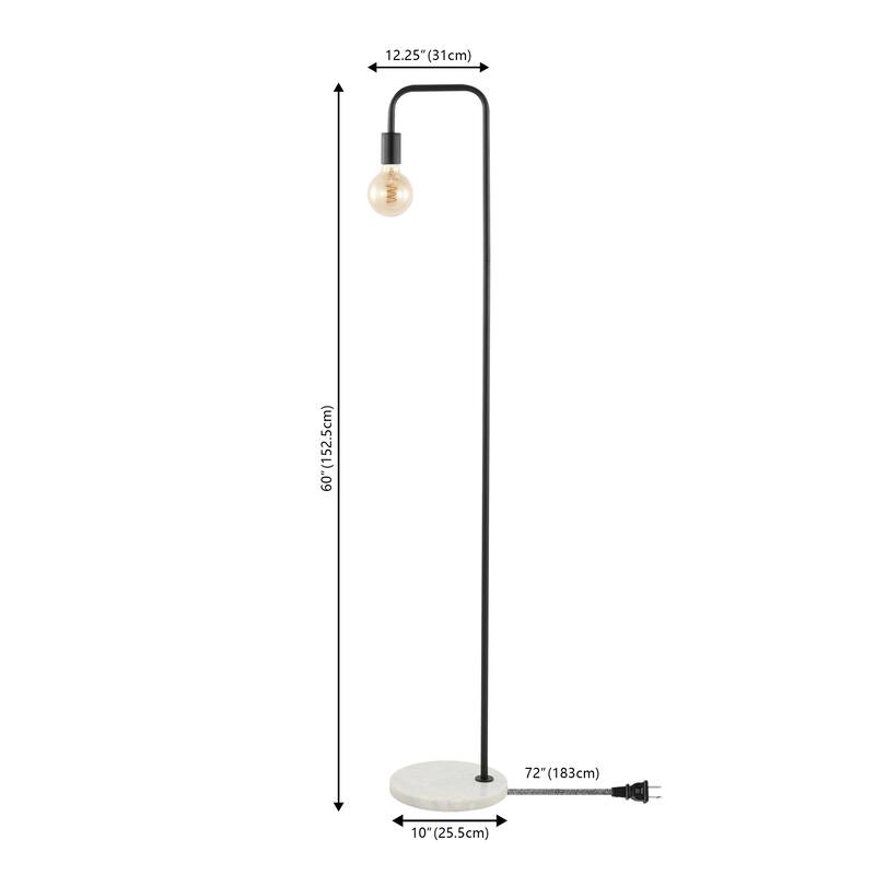 Haines 60" Minimalist Edison Metal/Marble Floor Lamp, Gold by JONATHAN Y