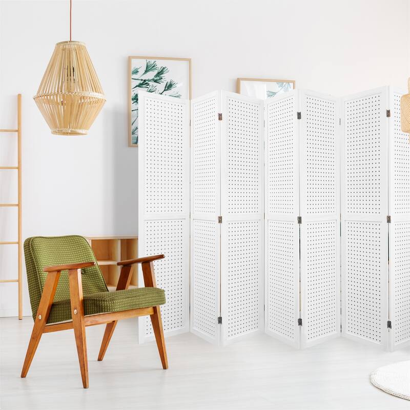 8-Panel Wooden Folding Room Privacy Divider Screen