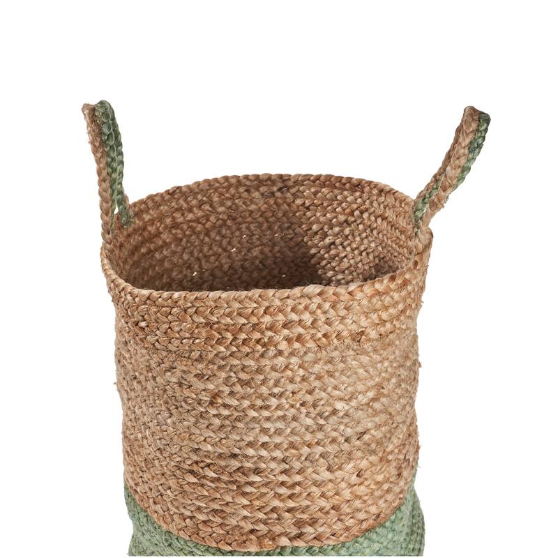 Sevita Two-Tone Handbraided Jute Storage Basket with Handles