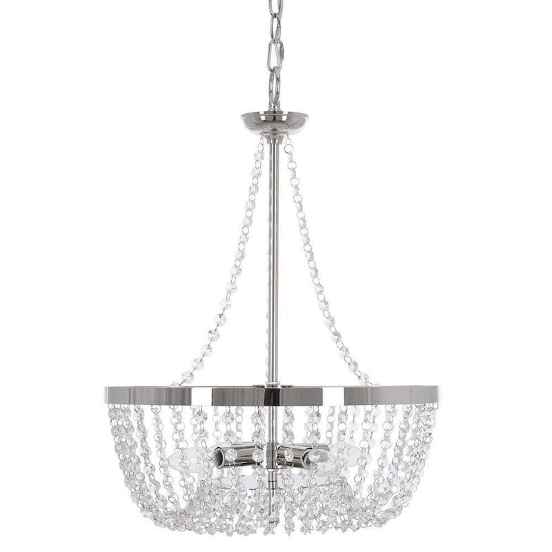 Alsy 16"W 4-Lights Bling Polished Nickel Pendant Chandelier with Crystal Glass Beads