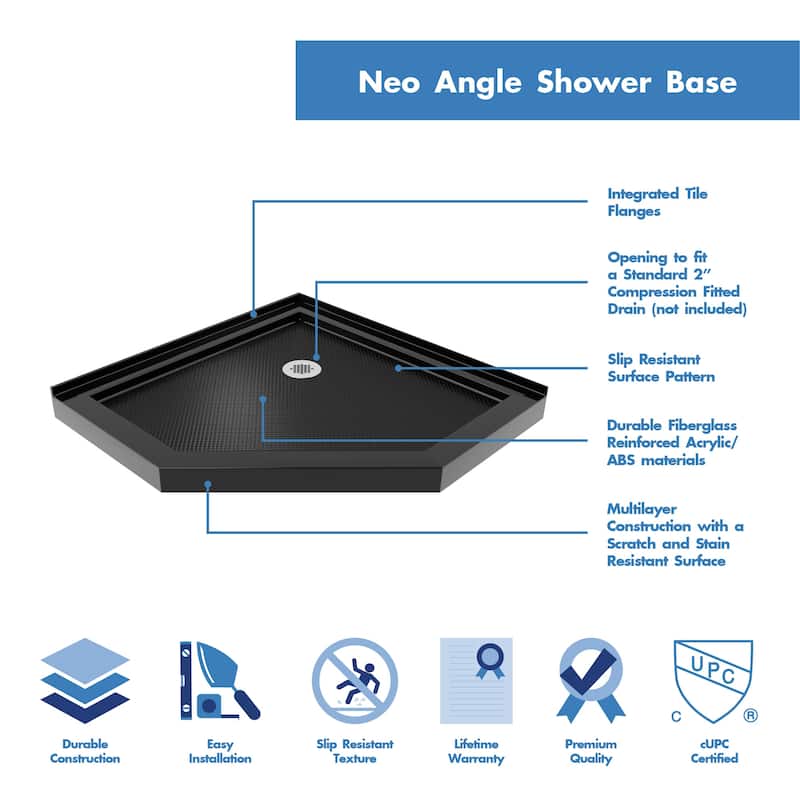 DreamLine Prism 36 in. x 36 in. x 74 3/4 in. H Pivot Shower Enclosure and Shower Base Kit - 36" x 36" - 36" x 36"