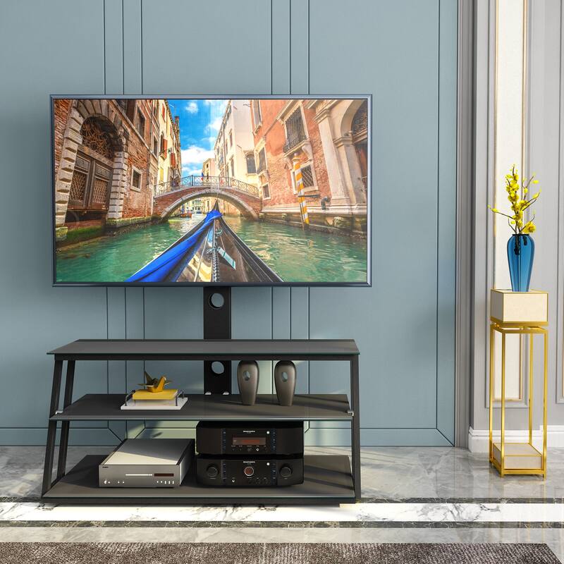 Multi-Function Angle And Height Adjustable Tempered Glass TV Stand