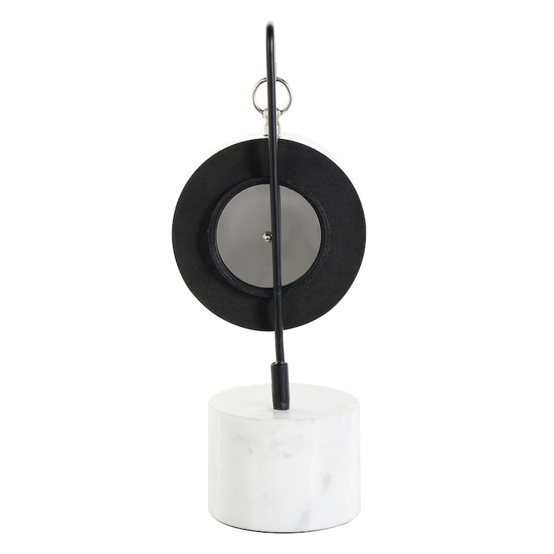 Silver Stainless Steel Suspended Tabletop Clock with Black and White Stand