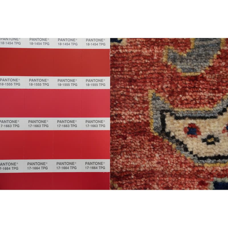 Hand Knotted Traditional Wool Orange Geometric Area Rug - 9' 7'' X 8' 4''