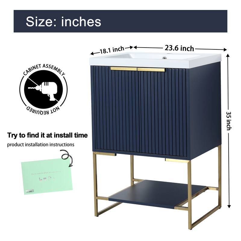 Malwee 24"/30"/48" FreeStanding Bathroom Vanity, Floor Stand Bathroom Vanity with Resin Top,Soft Close Door & Drawer
